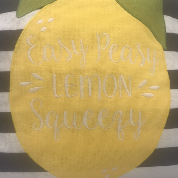 Pillow Decorative Spring/Summer 20”x20” Lemon w/Navy & White Stripe’s - Picture 2 of 6